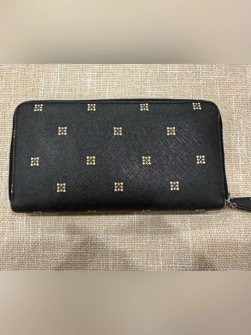 Givenchy Black Wallet with Gold Floral Logo Motif